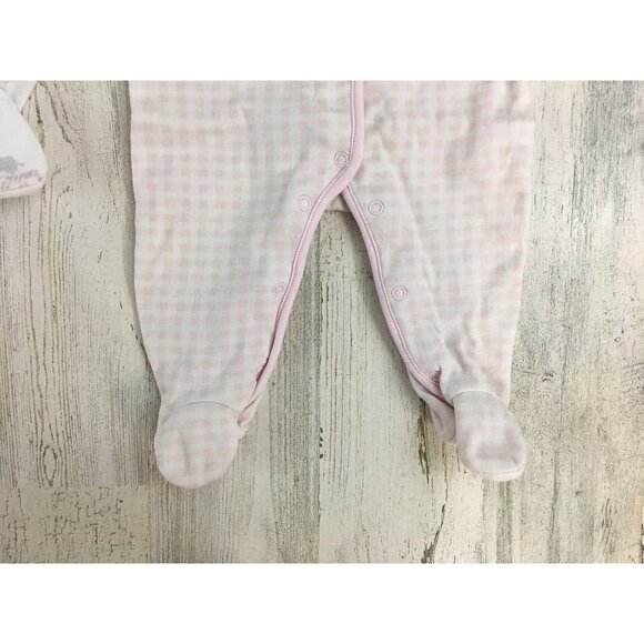 Cotton Juice 0 to 3 M Baby Girls Footie Set of 2 Pink Gingham - Picture 4 of 14
